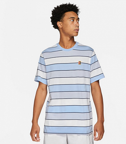 M NKCT EMB STRIPES TEE-Pánské tenisové triko