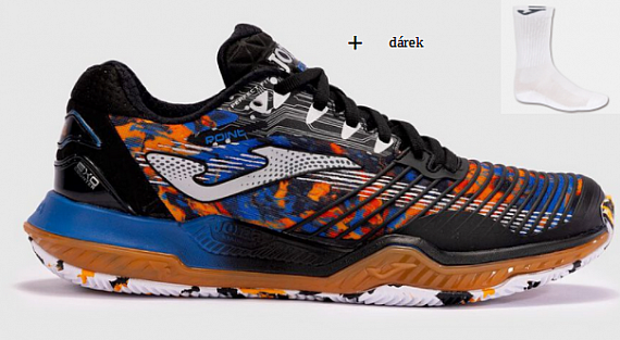 Joma POINT MEN 2401 NEGRO NARANJA-Pánské tenisové antukové boty