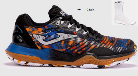 Joma POINT MEN 2401 NEGRO NARANJA-Pánské tenisové antukové boty
